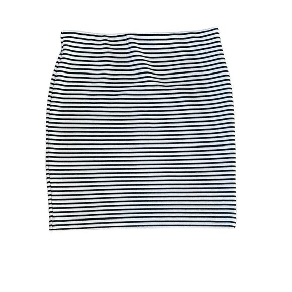 Alice Hope Black & White Stripe Mini Skirt Stretchy Elastic Women's Size Small - Picture 1 of 4